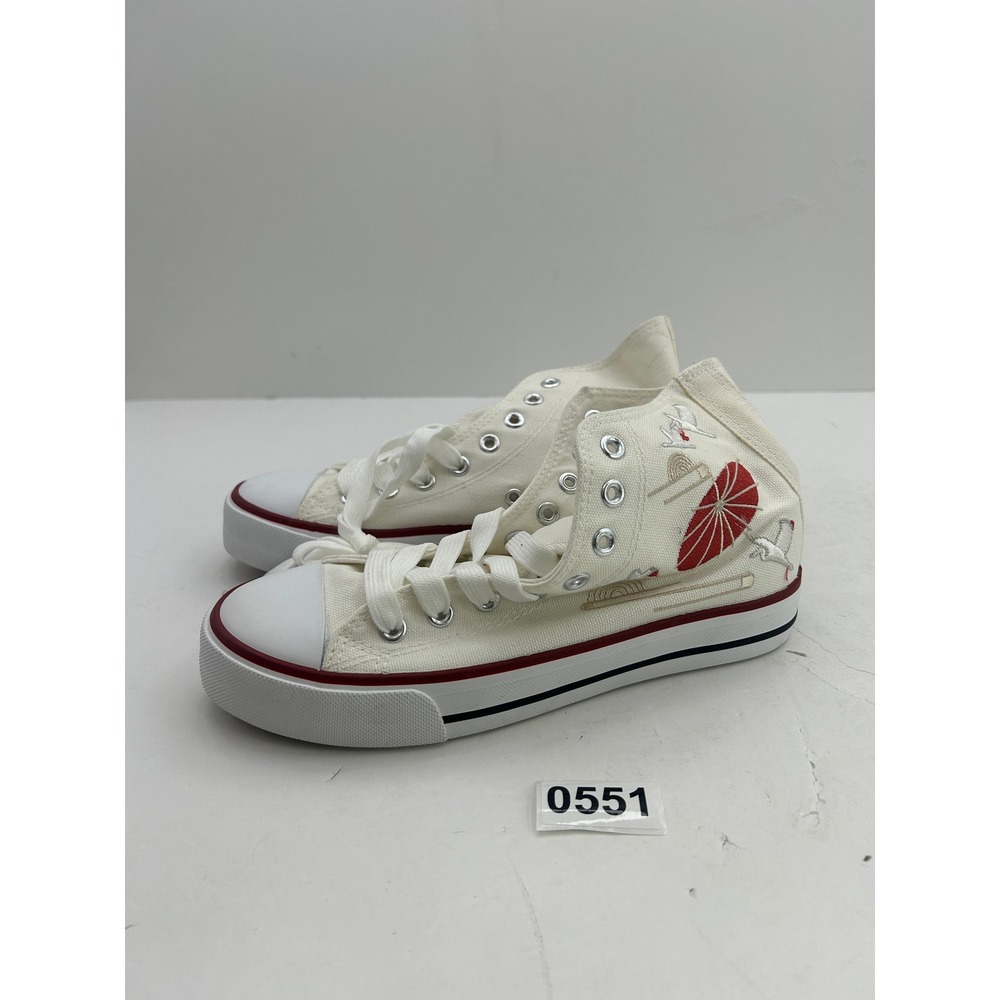 Asian Embroidered High Top Canvas Shoes Womens 6